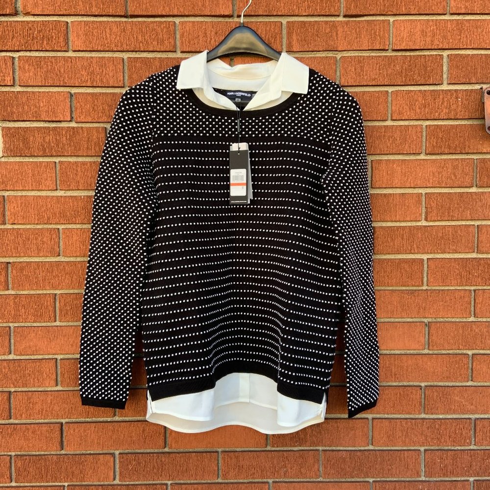 KARL LAGERFELD  DOTTED STRIPE SWEATER